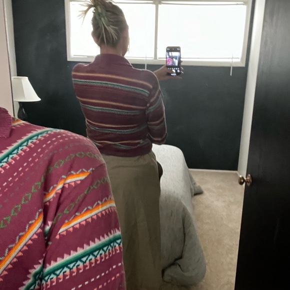 Vintage 60s 70s Pandora Scotchkin Stripe Collared Boho Eclectic Top - Picture 3 of 12